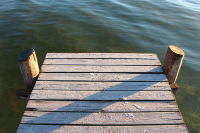 High angle view of pier over lake