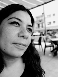 Close-up of thoughtful woman looking away