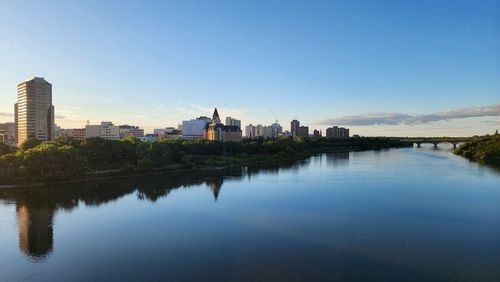 Reflection of buildings in water