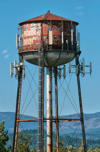 Low angle view of water tower against sky