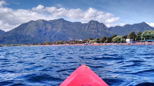 Scenic view of sea against mountains