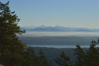 Scenic view of mountains against clear sky