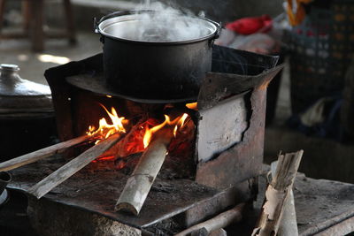 Duck eggs cooking outdoors