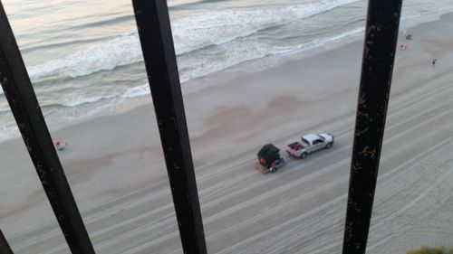 High angle view of car on river