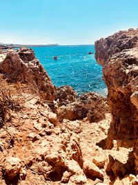 Scenic view of sea against clear sky
