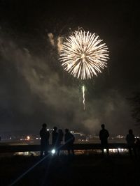 Firework display at night