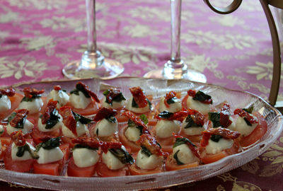 Close-up of food in plate on table