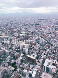 High angle view of townscape against sky