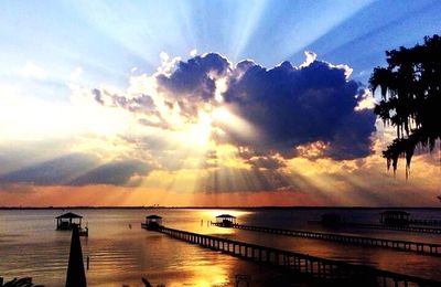 Scenic view of sunset over sea