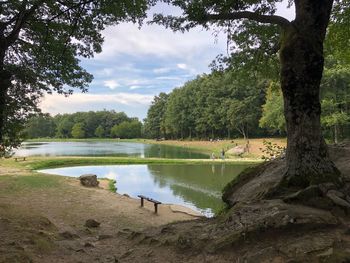 Scenic view of lake against sky