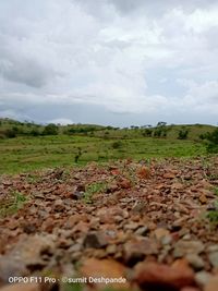 Surface level of land against sky