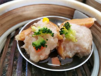 Close-up of served food in plate