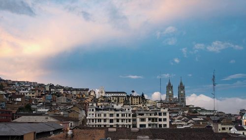 High angle view of buildings in quito