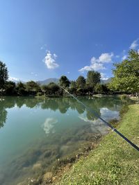 Scenic view of lake against sky