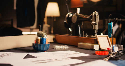 Close-up of sewing machine