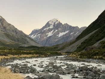 Scenic view of mountains against clear sky