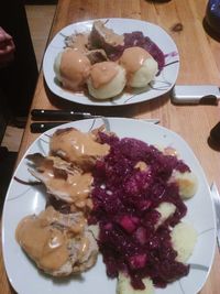 High angle view of serving food in plate