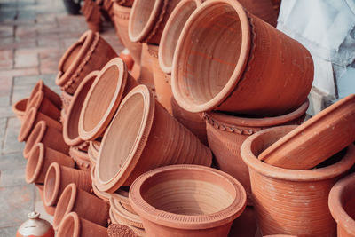 High angle view of objects for sale at market