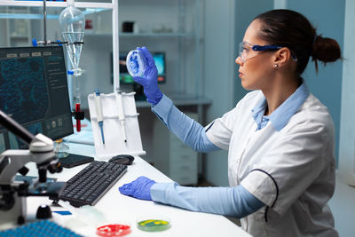 Woman working on table