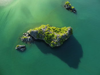 High angle view of small rocky island