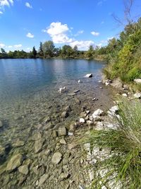 Scenic view of lake against sky