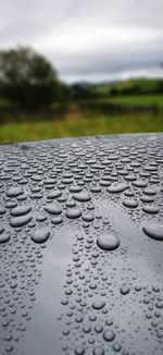 Close-up of water drops on pebbles