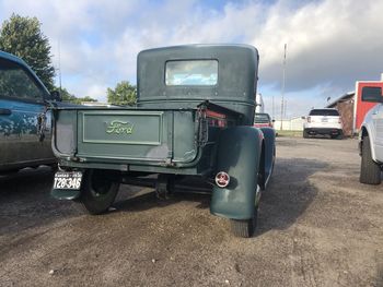 Vintage car on road in city