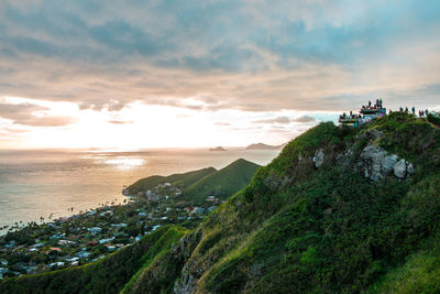 Scenic view of sea against sky during sunset