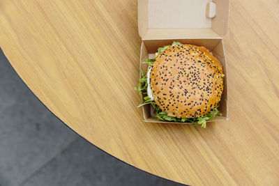 High angle view of food on table