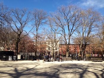 People walking in park