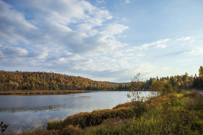 Scenic view of lake against sky