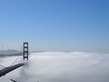 Suspension bridge in winter