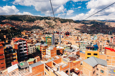 High angle view of townscape against sky