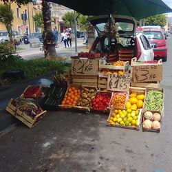 Various fruits for sale at market stall