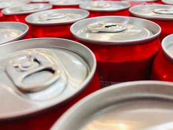 High angle view of beer on table