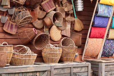 Wicker basket for sale in market