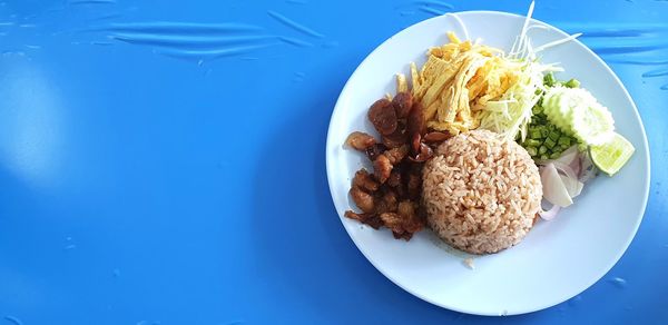 High angle view of meal served in plate