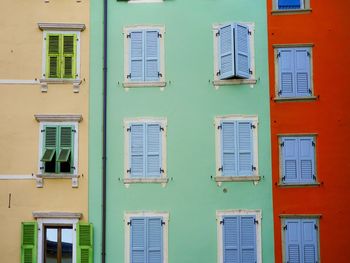 Full frame shot of multi colored residential building