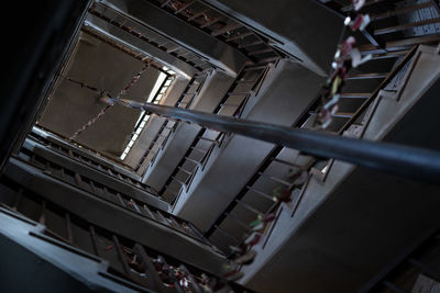 High angle view of staircase in building