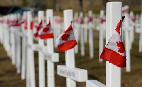 Close-up of flags against blurred background