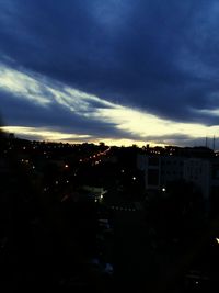 City against sky at sunset