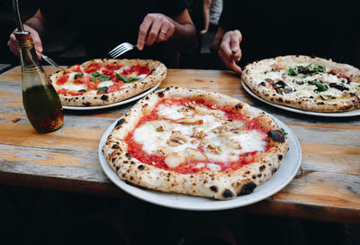 Close-up of pizza on table