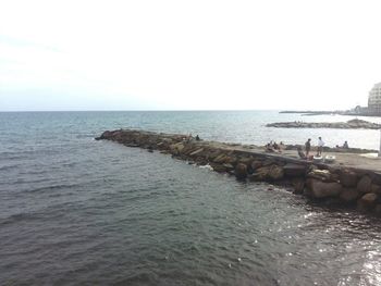 Scenic view of sea against clear sky