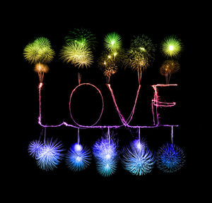 Firework display at night