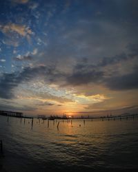 Scenic view of lake during sunset