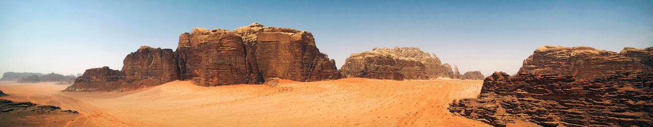 Panoramic view of rock formations against sky