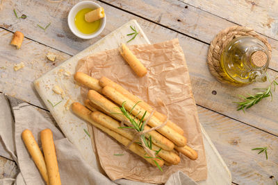 High angle view of food on table