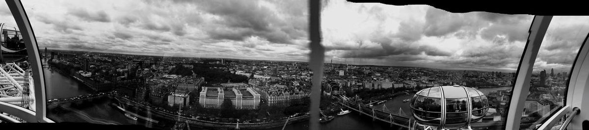 View of cityscape against cloudy sky