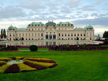 View of historical building in garden