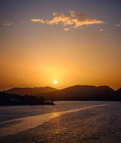 Scenic view of mountains at sunset